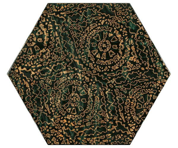 DECOR URBAN COLOURS GREEN GLASS INSERTO HEXAGON A 19.8X17.1 Eurocassa Oradea